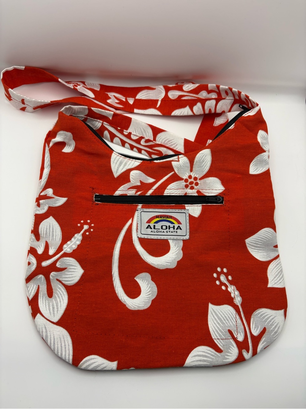ALOHA Collection Red & White Floral Crossbody Bag